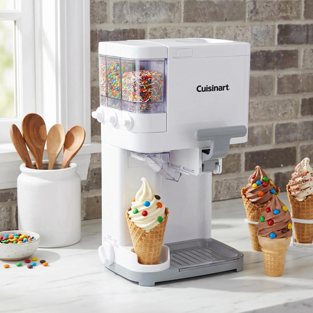 Countertop Soft Serve Ice Cream Machine Built-in Topping Storage Home Ice Cream Maker