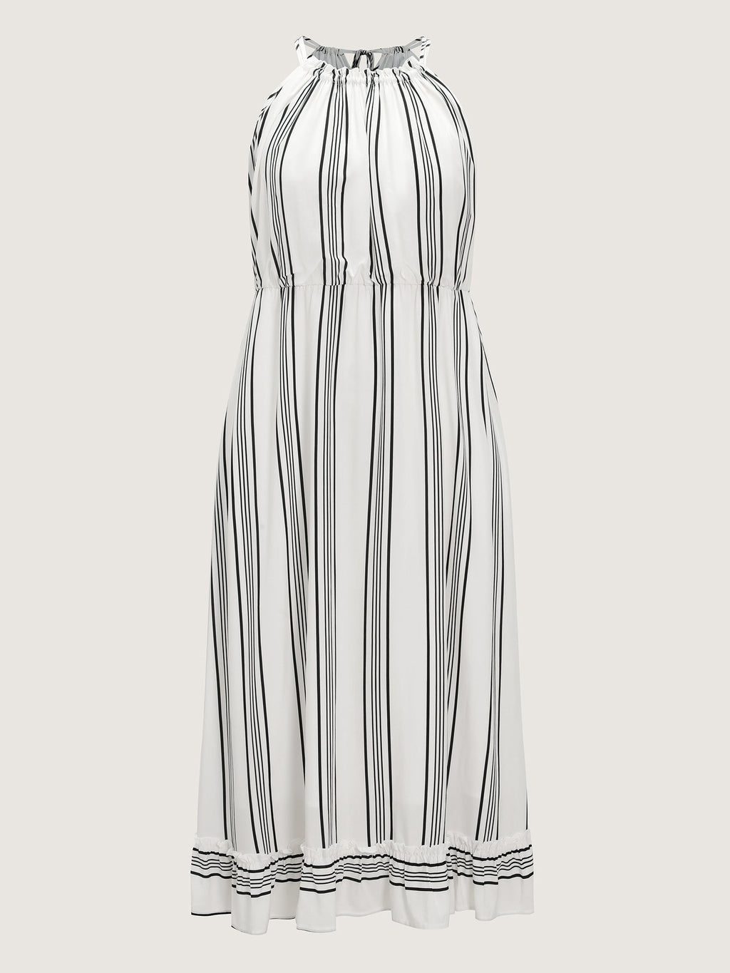 Supersoft Striped Print Halter Maxi Dress