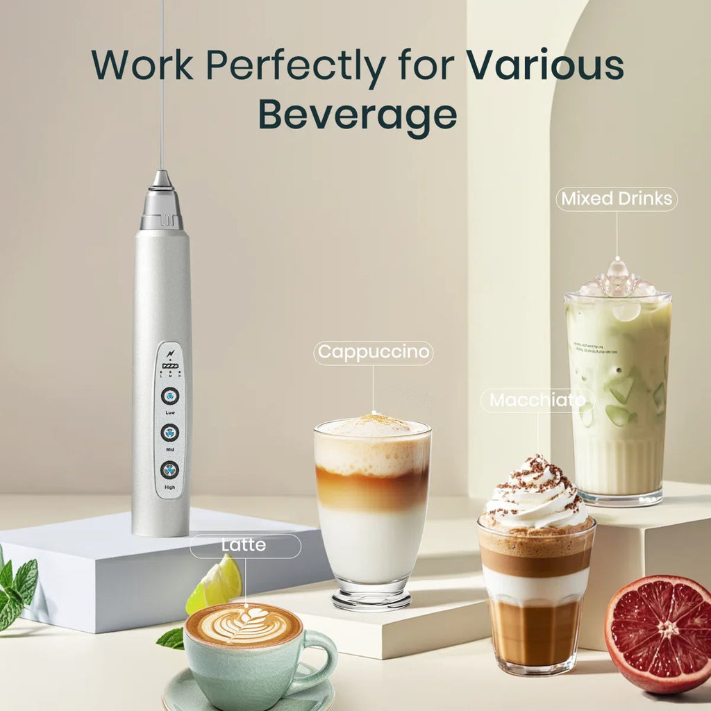 Stainless Steel Handheld Milk Frother Silver