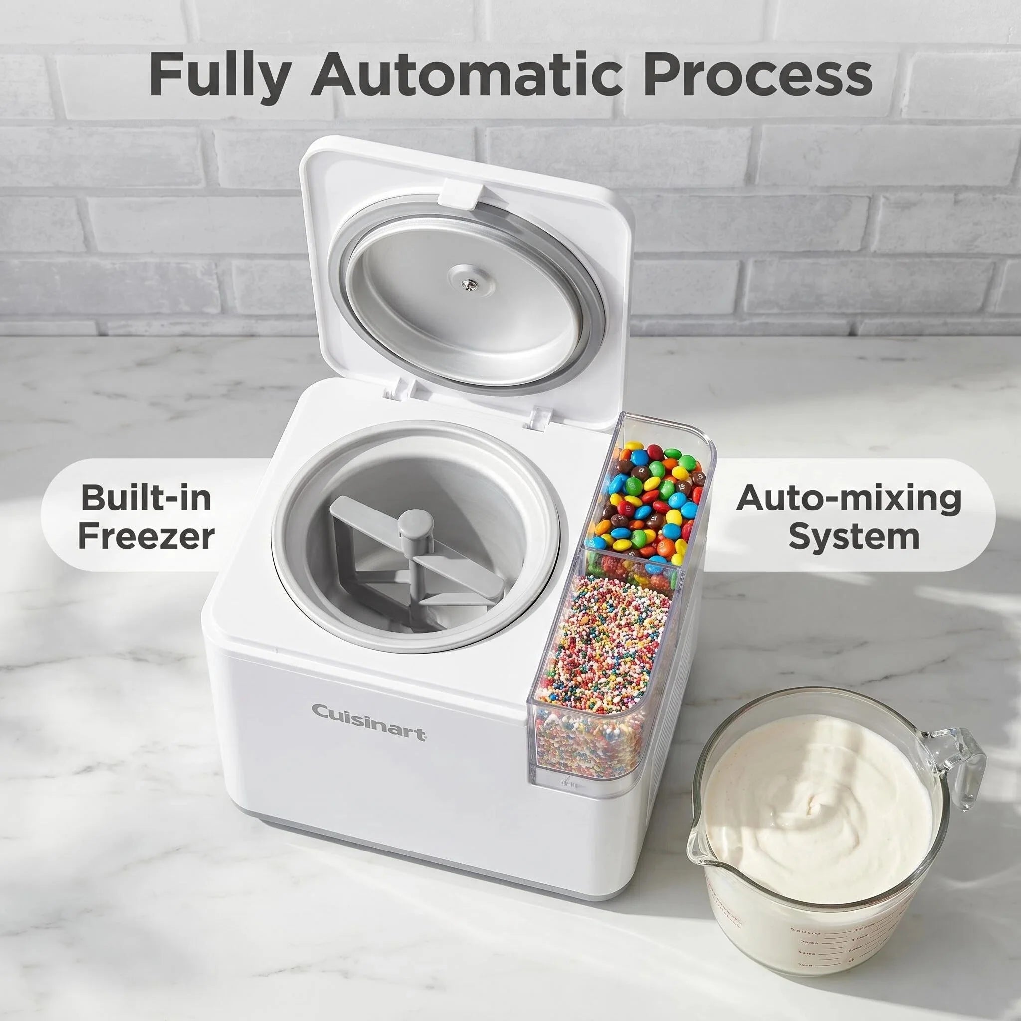 Countertop Soft Serve Ice Cream Machine Built-in Topping Storage Home Ice Cream Maker