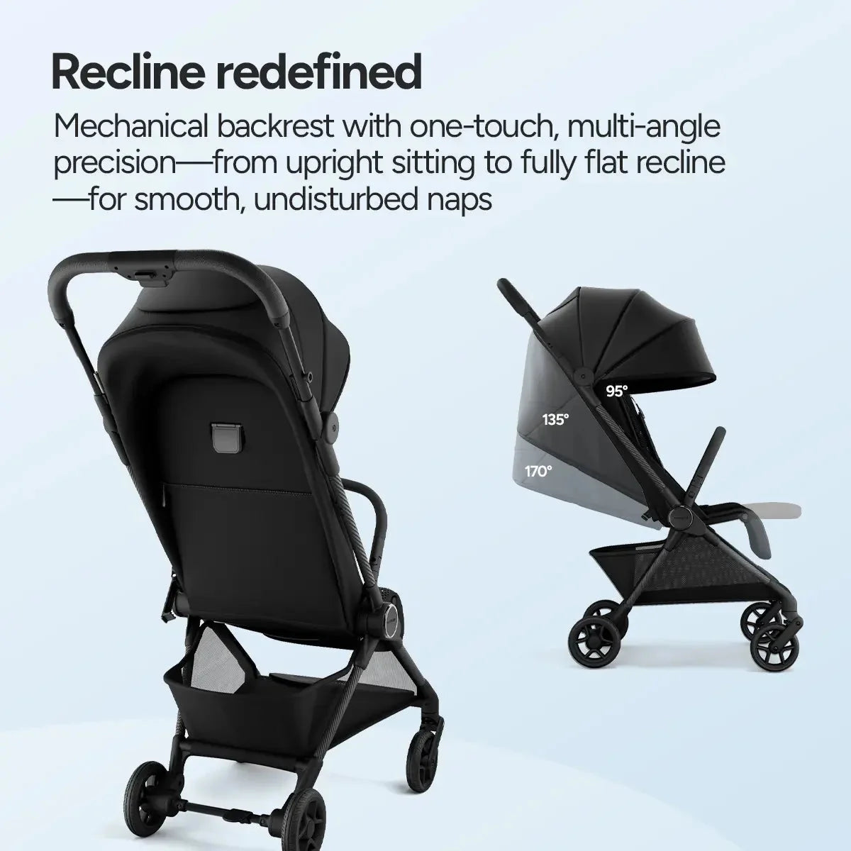 Compact Foldable Travel Baby Stroller Lightweight Portable Infant Pushchair with Adjustable Seat