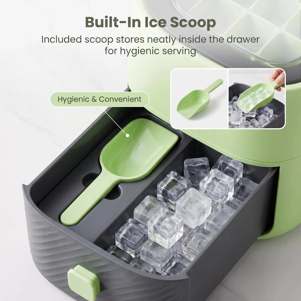 Ice Storage Container with Built-In Scoop Drawer Design Visible Window BPA Free Freezer Ice Cube Organizer Box