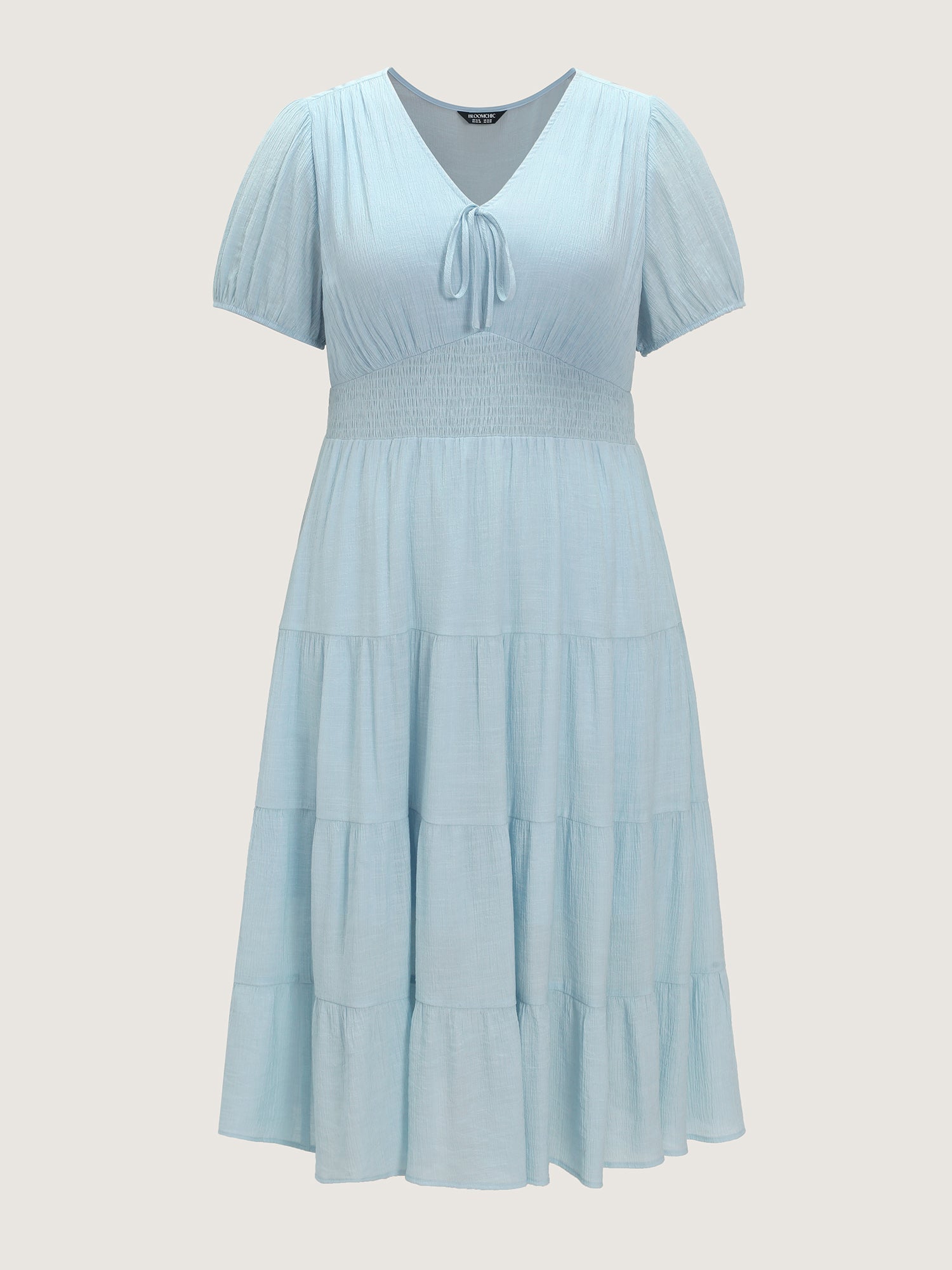 Shirred Waist Tiered Flowy Midi Dress