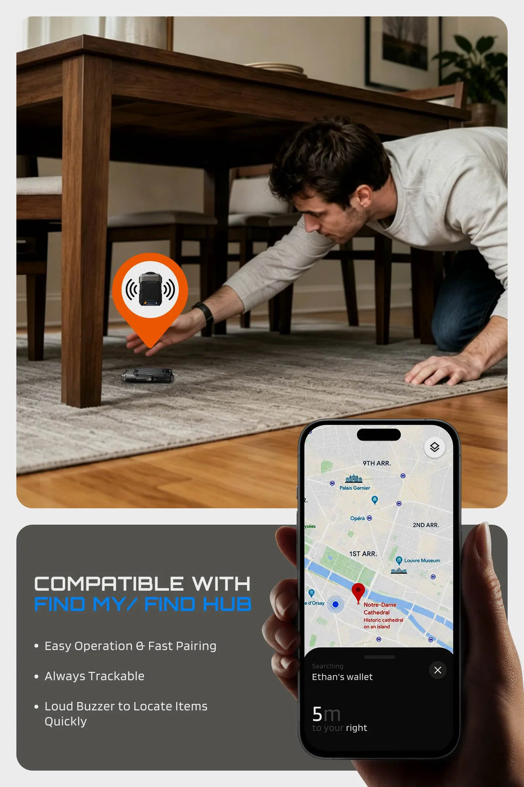 Trackable Magflip Magnetic Wallet with Stand