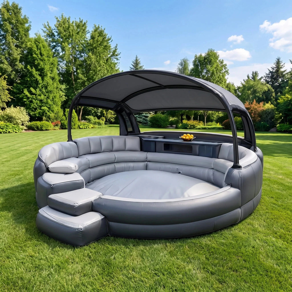 Inflatable Outdoor Lounge Sofa with Canopy – FREE Electric Air Pump & Water Pump Included