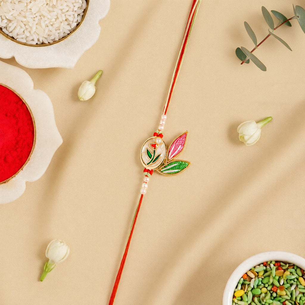 Elegant Petal Rakhi Gift Set
