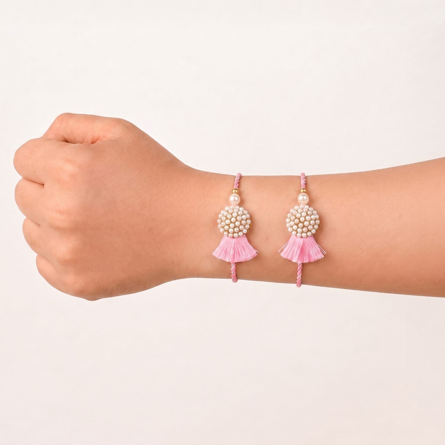 Blush Pearl Tassel Rakhi Gift Set