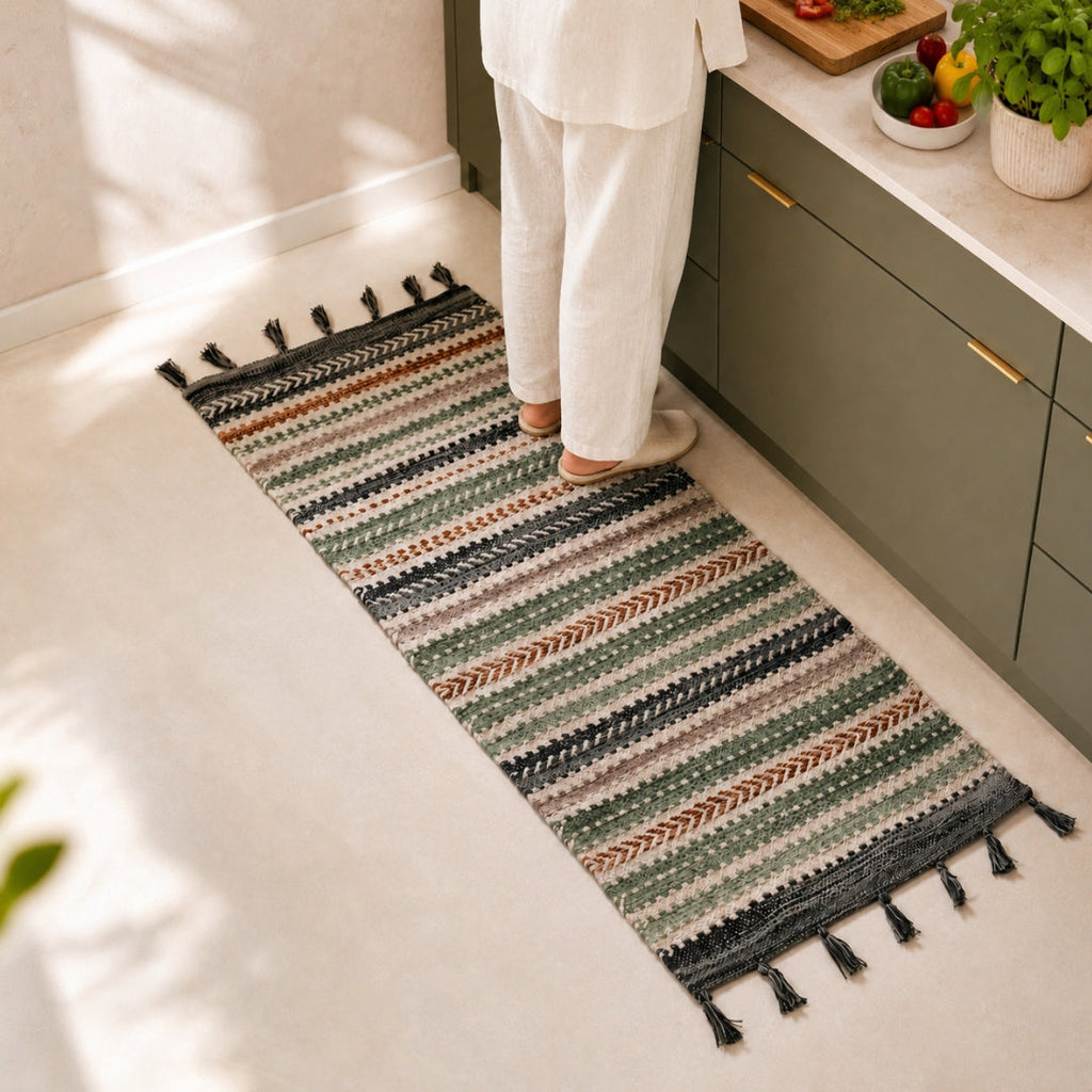 Boho Tassel Cotton Runner Mat 130x50cm