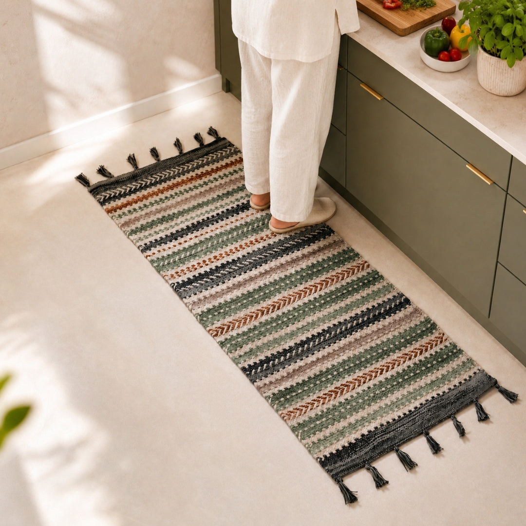 Boho Tassel Cotton Runner Mat 130x50cm