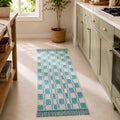 Teal Tide Fringe Cotton Floor Runner 130x50cm