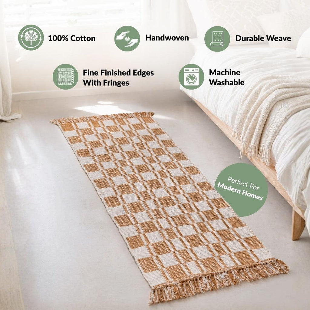 Terra Checks Handwoven Floor Runner 130x50cm