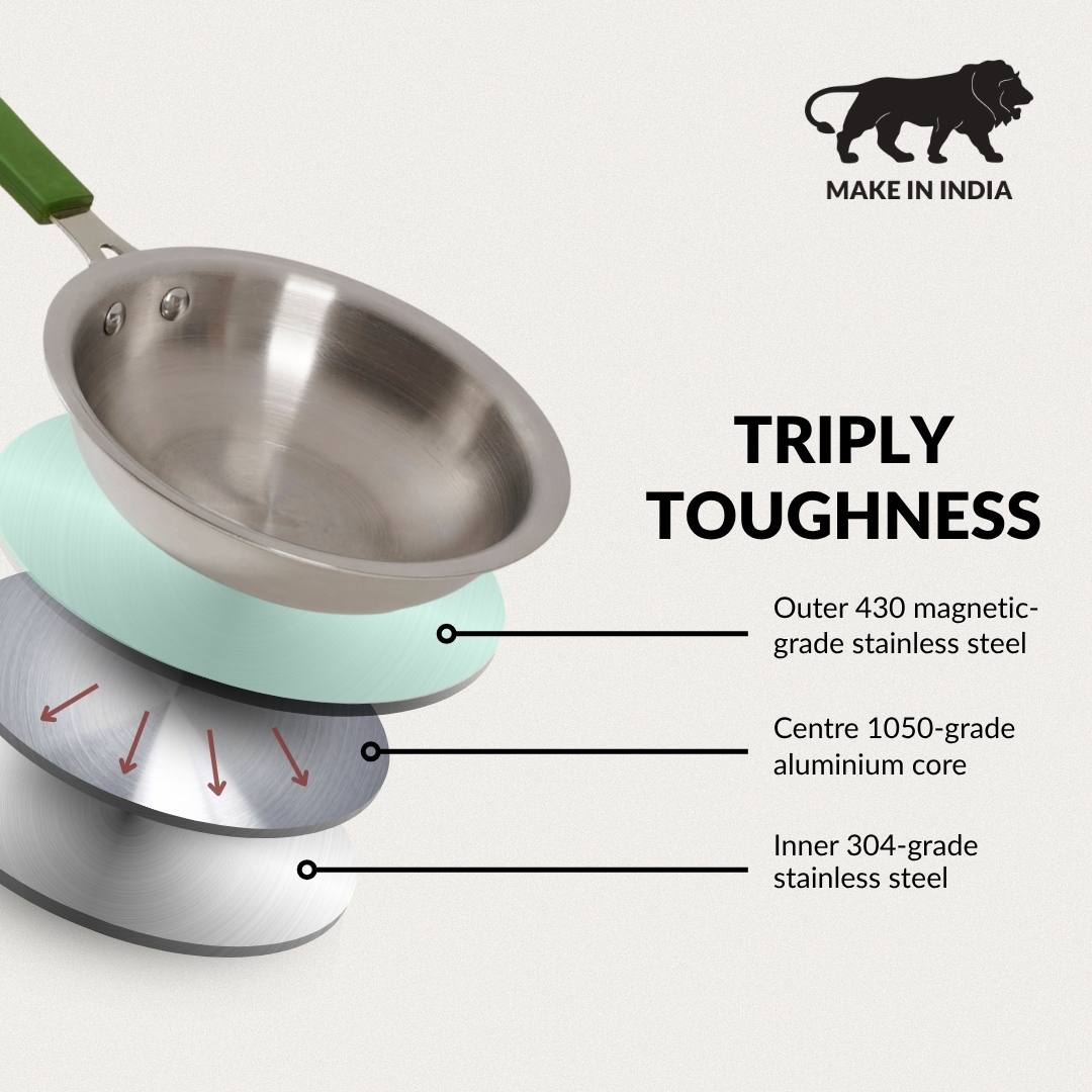 Pico Triply Stainless Steel Induction Safe Mini Fry Pan 600ml