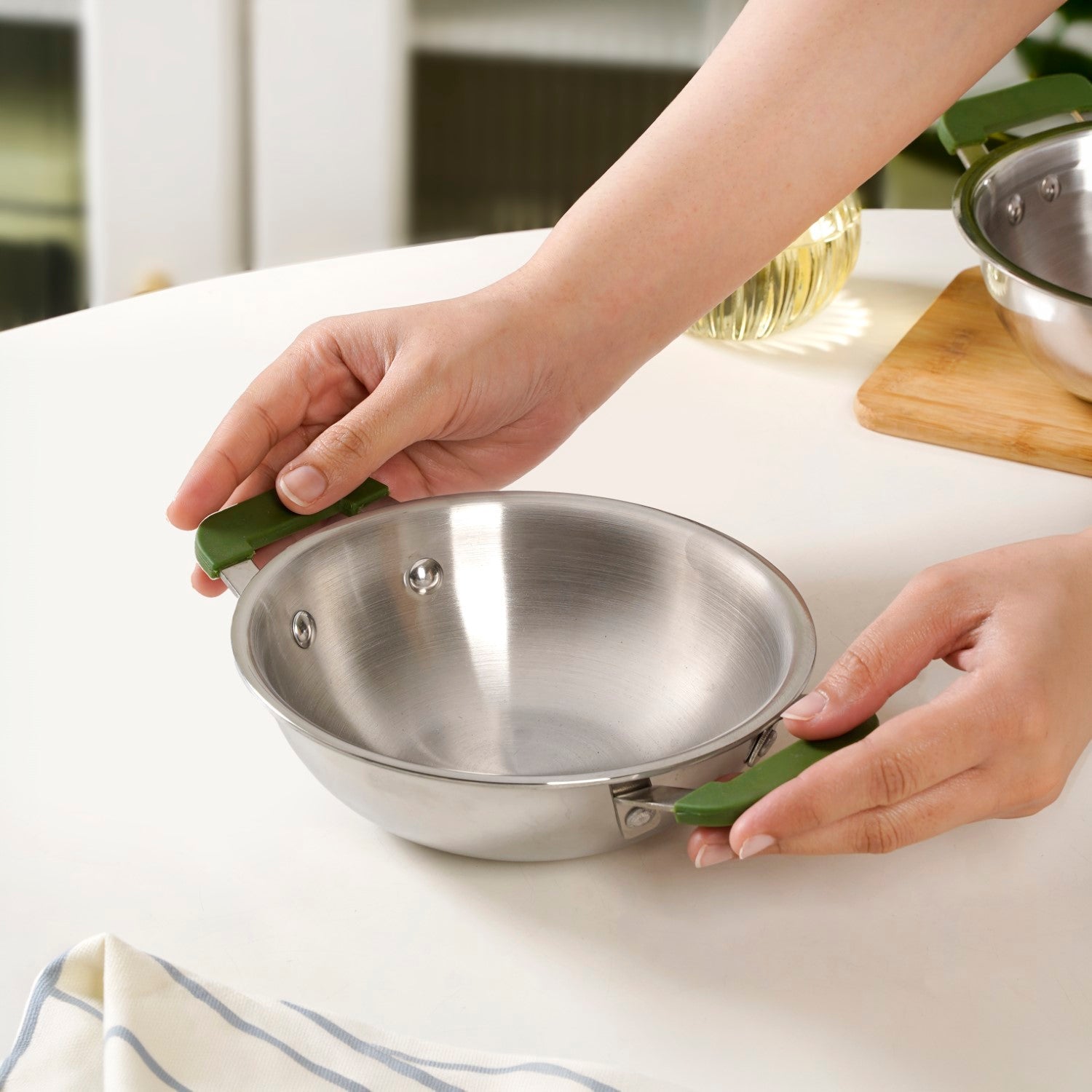 Pico Triply Stainless Steel Kadai With Silicone Handles 600ml