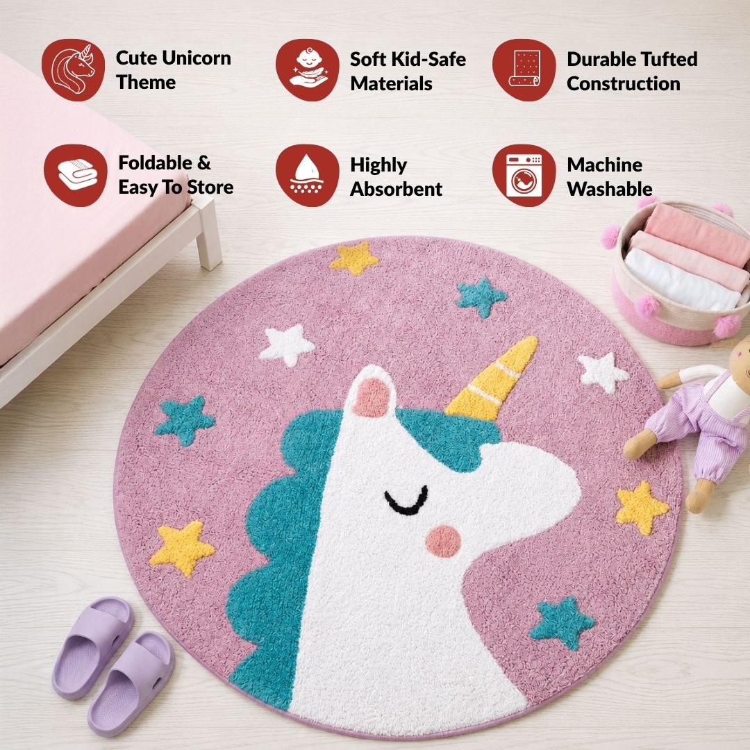 Unicorn Round Floor Mat 100cm