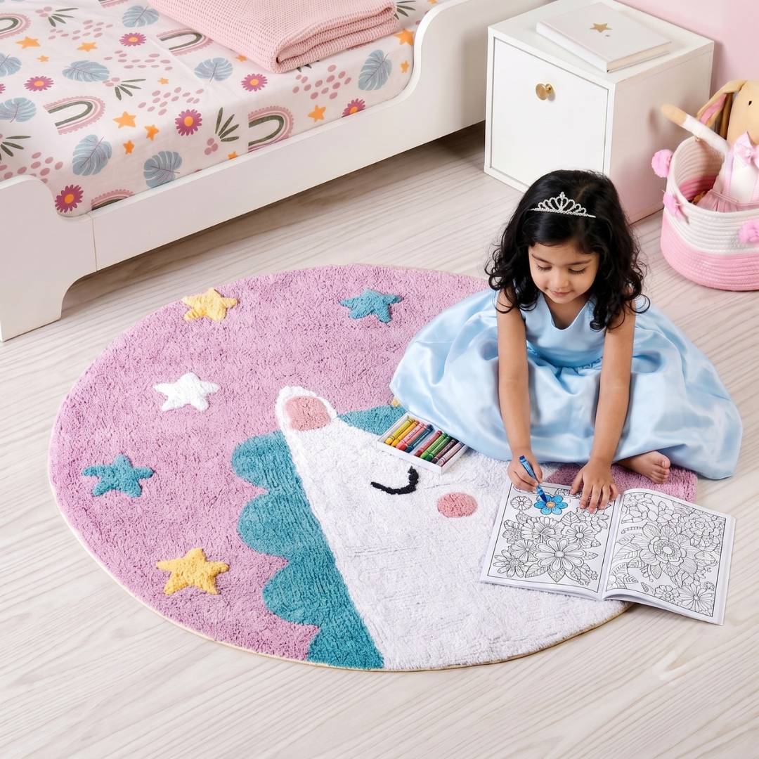 Unicorn Round Floor Mat 100cm