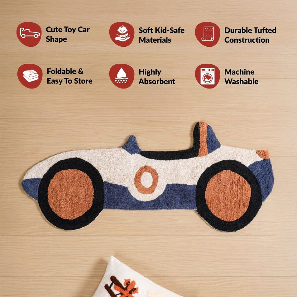 Sports Car Tufted Kids Rug 110x46cm