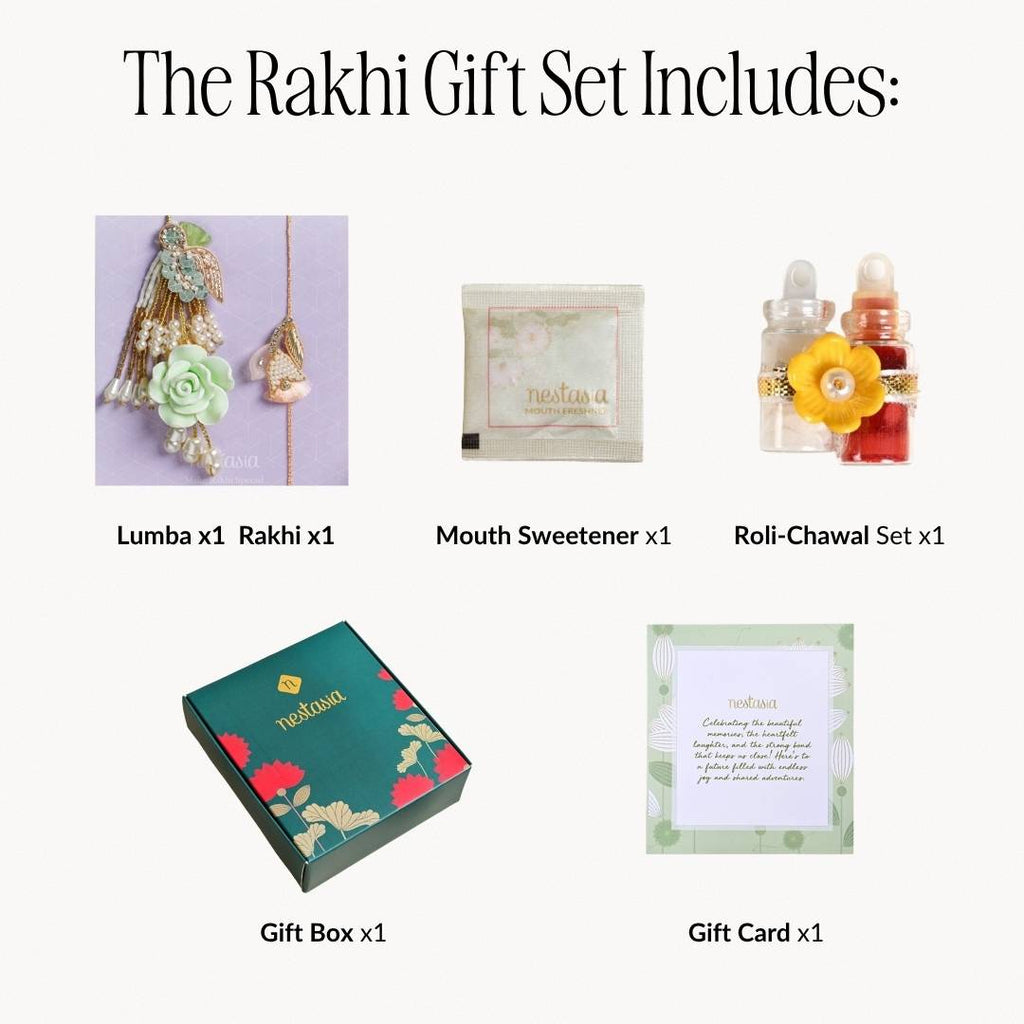 Green Pearl Rakhi And Lumba Set