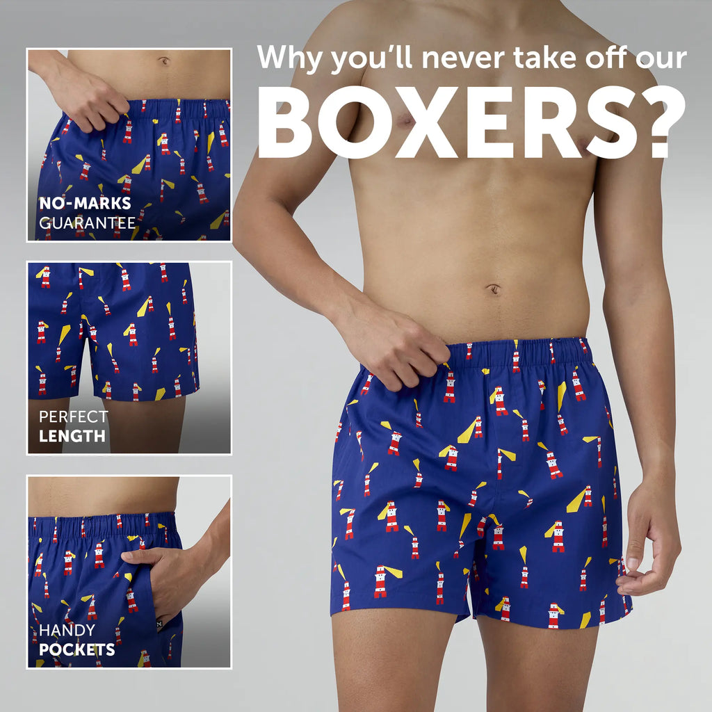 Remix Cotton Boxers Lighthouse Blue