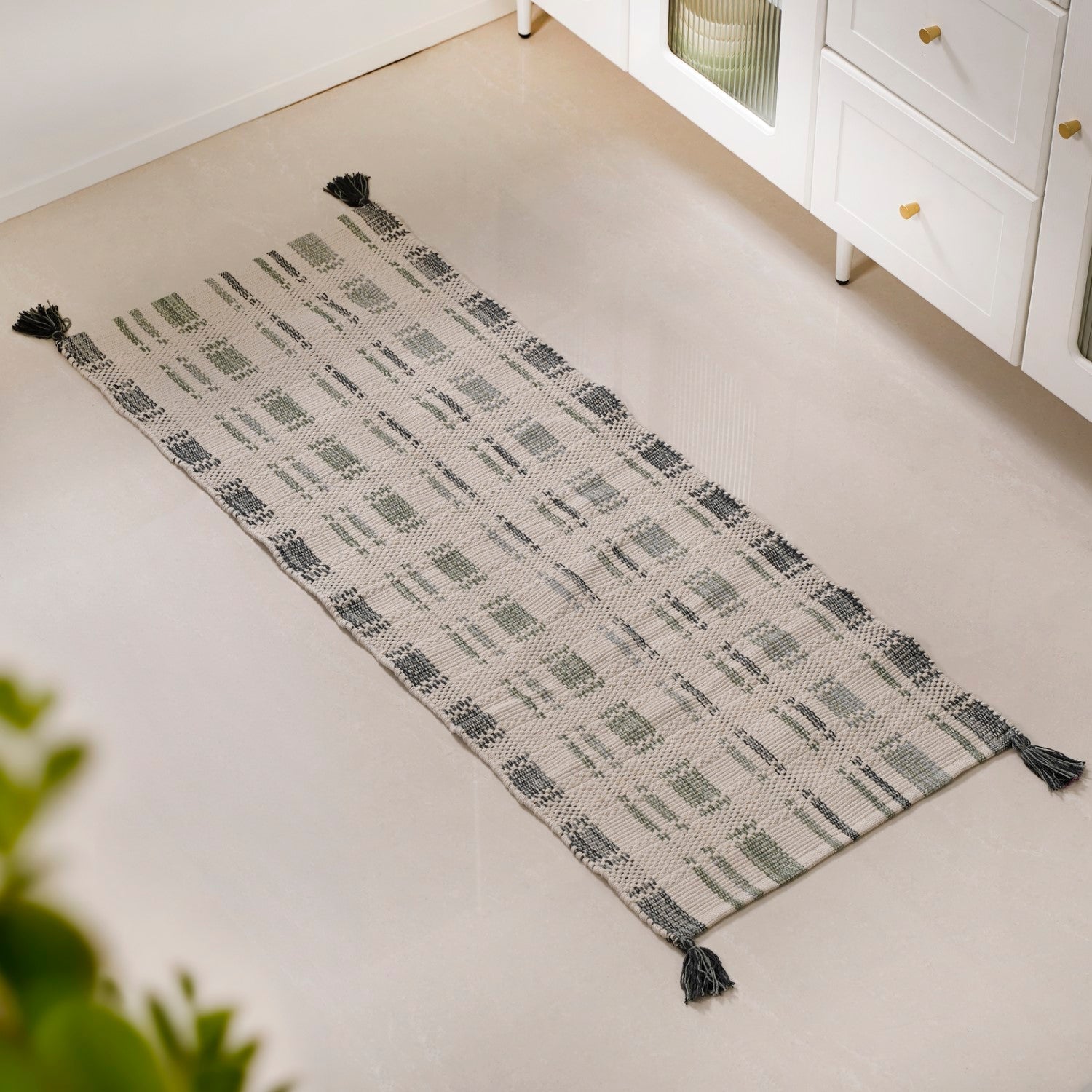 Sage Stitch Bedside Floor Runner 130x50cm