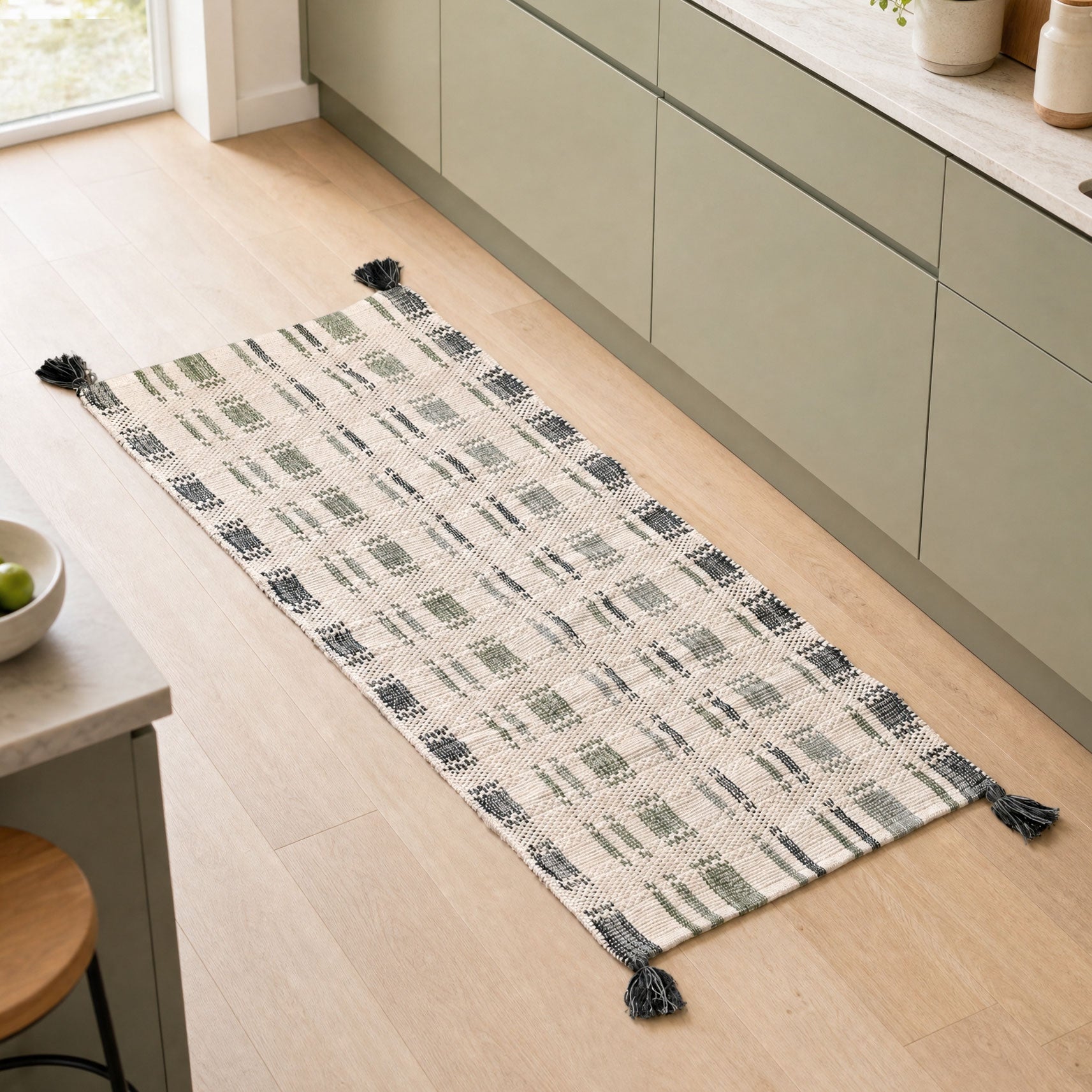 Sage Stitch Bedside Floor Runner 130x50cm