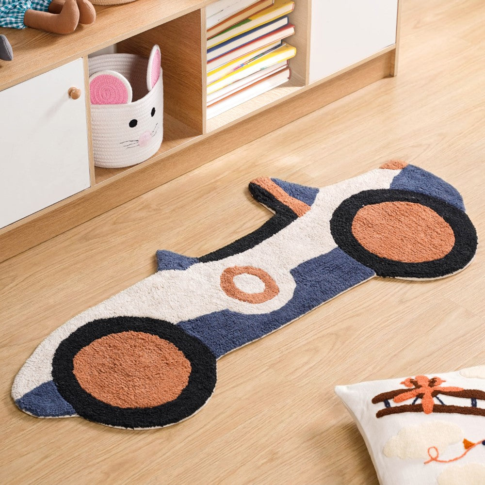 Sports Car Tufted Kids Rug 110x46cm
