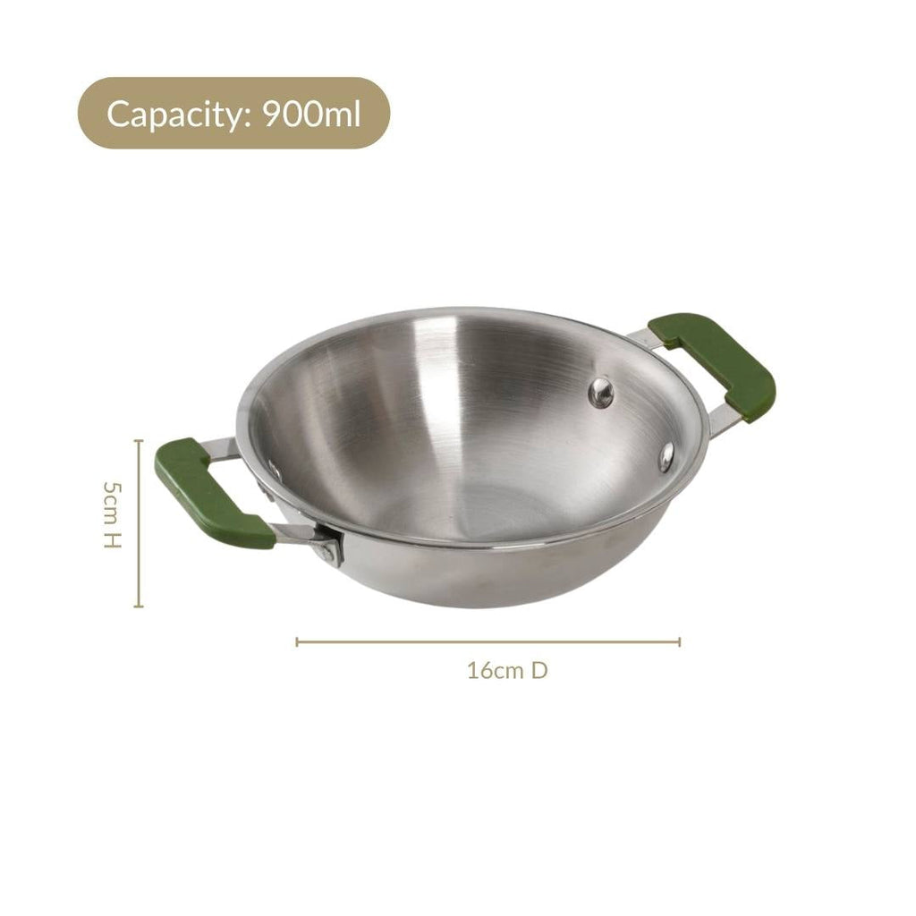 Pico Triply Induction Safe Stainless Steel Mini Kadai 900ml