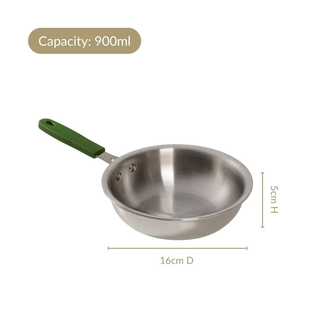 Pico Mini Triply Steel Fry Pan With Silicone Handle 900ml
