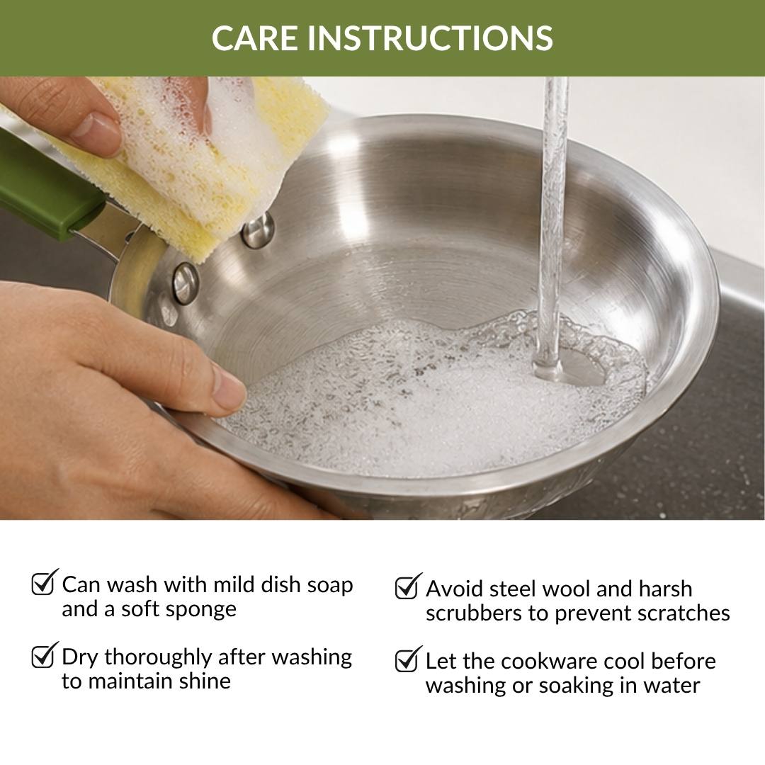 Pico Mini Triply Steel Fry Pan With Silicone Handle 900ml