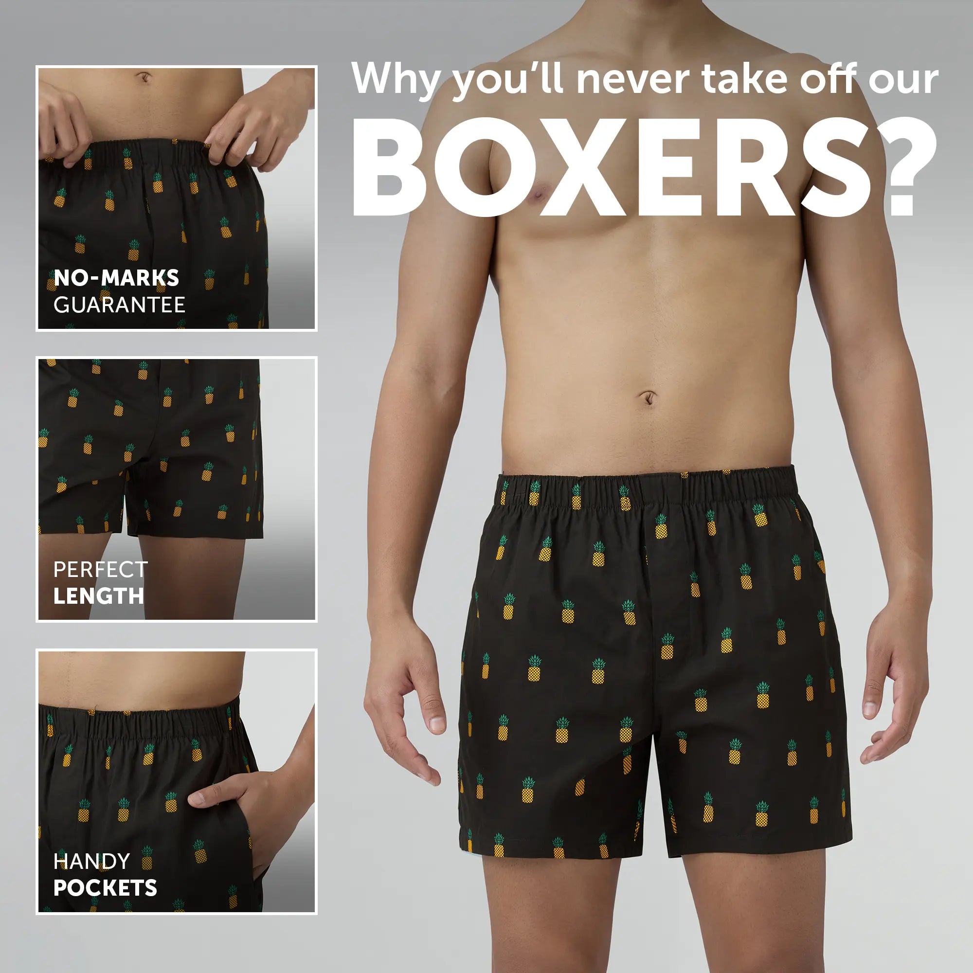 Remix Cotton Boxers Pineapple Black