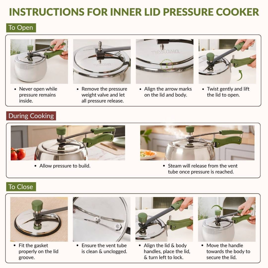 Zesta Curved Induction Safe Stainless Steel Pressure Cooker 3 Litre inner Lid