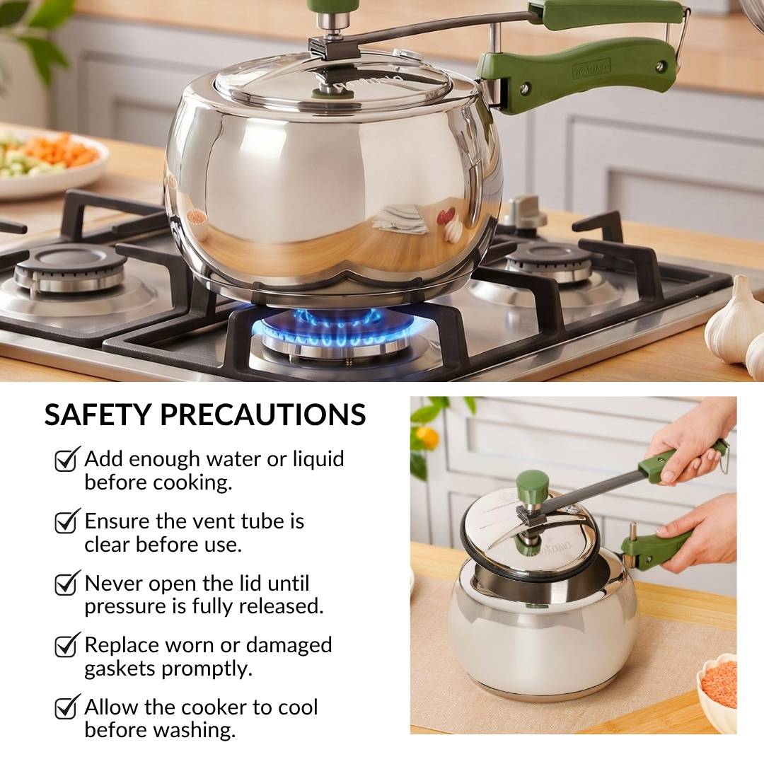 Zesta Curved Induction Safe Stainless Steel Pressure Cooker 3 Litre inner Lid