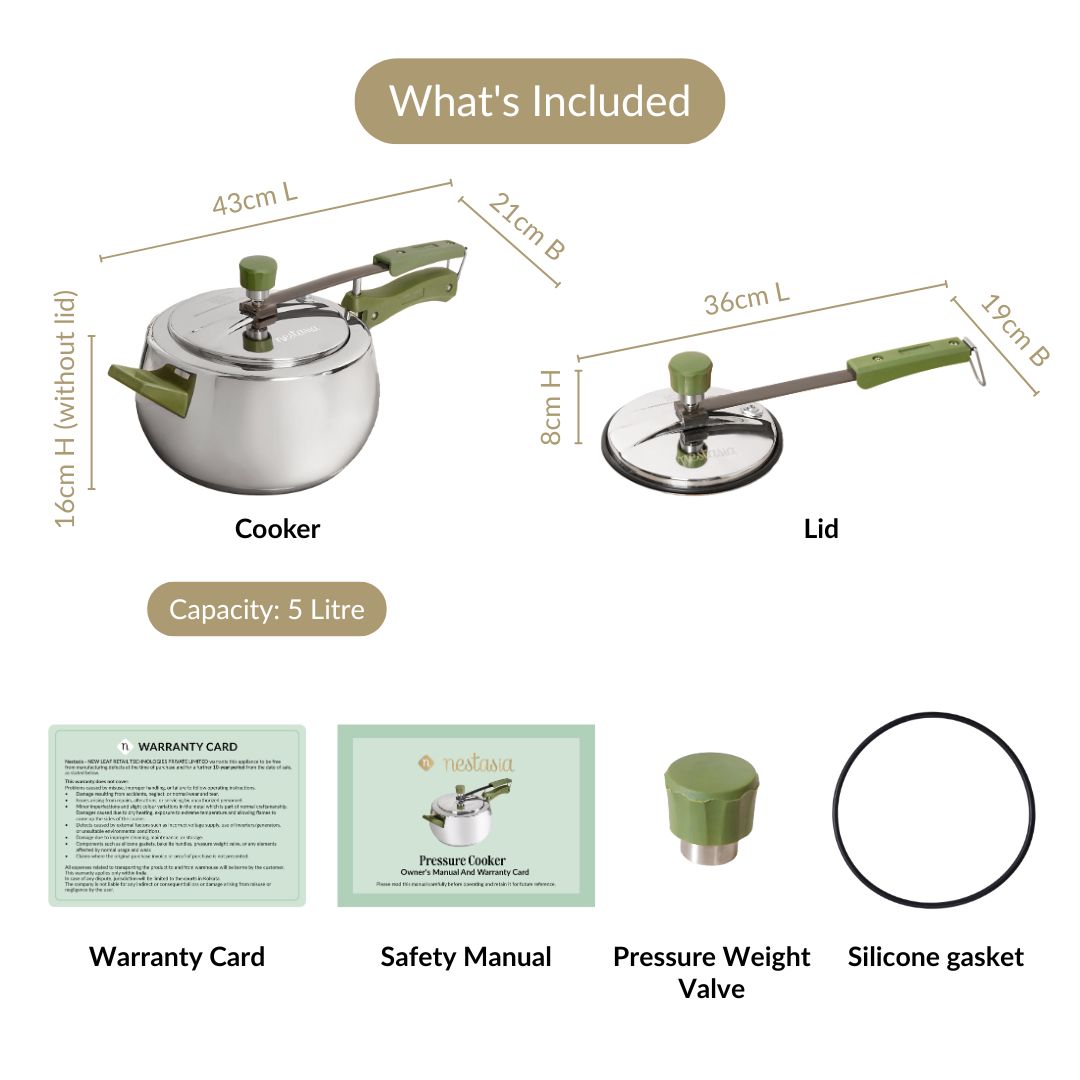 Zesta Stainless Steel Induction Bottom Pressure Cooker 5 Litre 10 Y Warranty