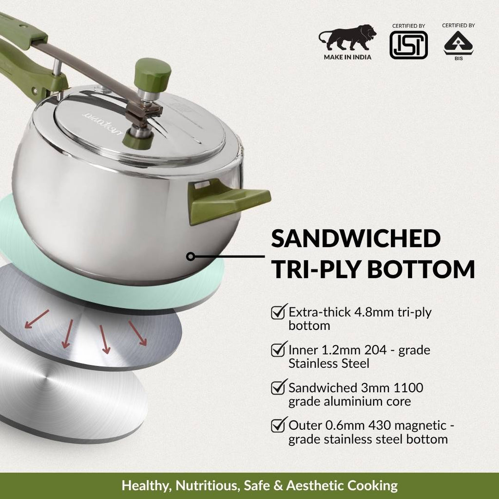 Zesta Stainless Steel Induction Bottom Pressure Cooker 5 Litre 10 Y Warranty