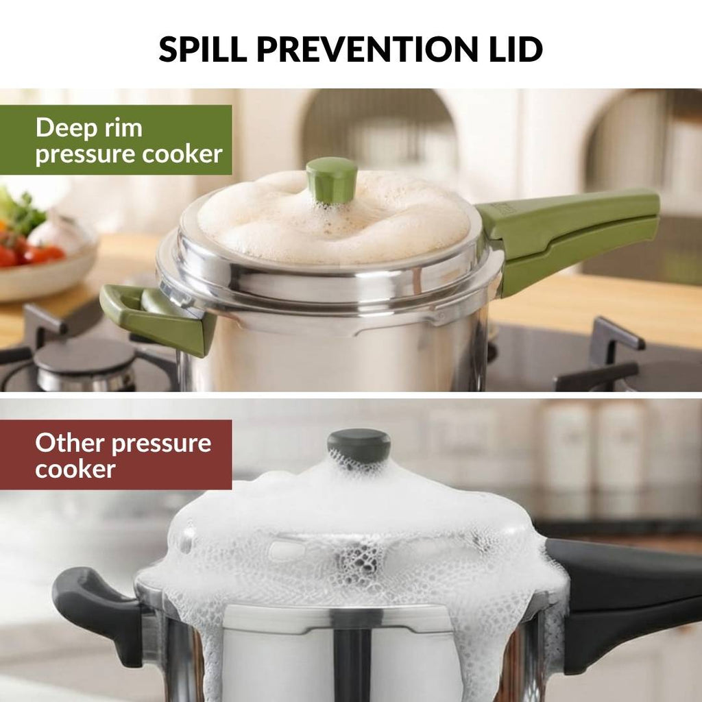 Zesta Triply Stainless Steel Induction Safe Pressure Cooker 5 Litre Spill Safe Lid