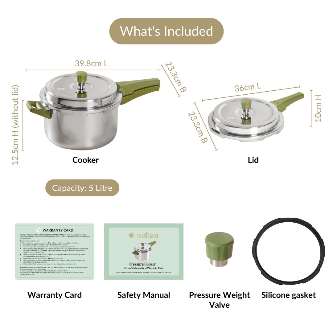 Zesta Triply Stainless Steel Induction Safe Pressure Cooker 5 Litre Spill Safe Lid