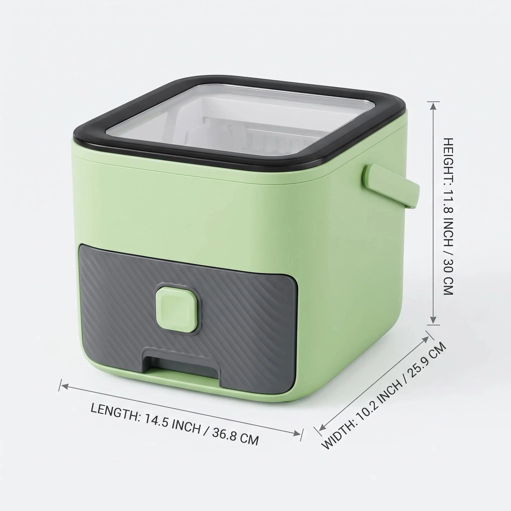 Ice Storage Container with Built-In Scoop Drawer Design Visible Window BPA Free Freezer Ice Cube Organizer Box