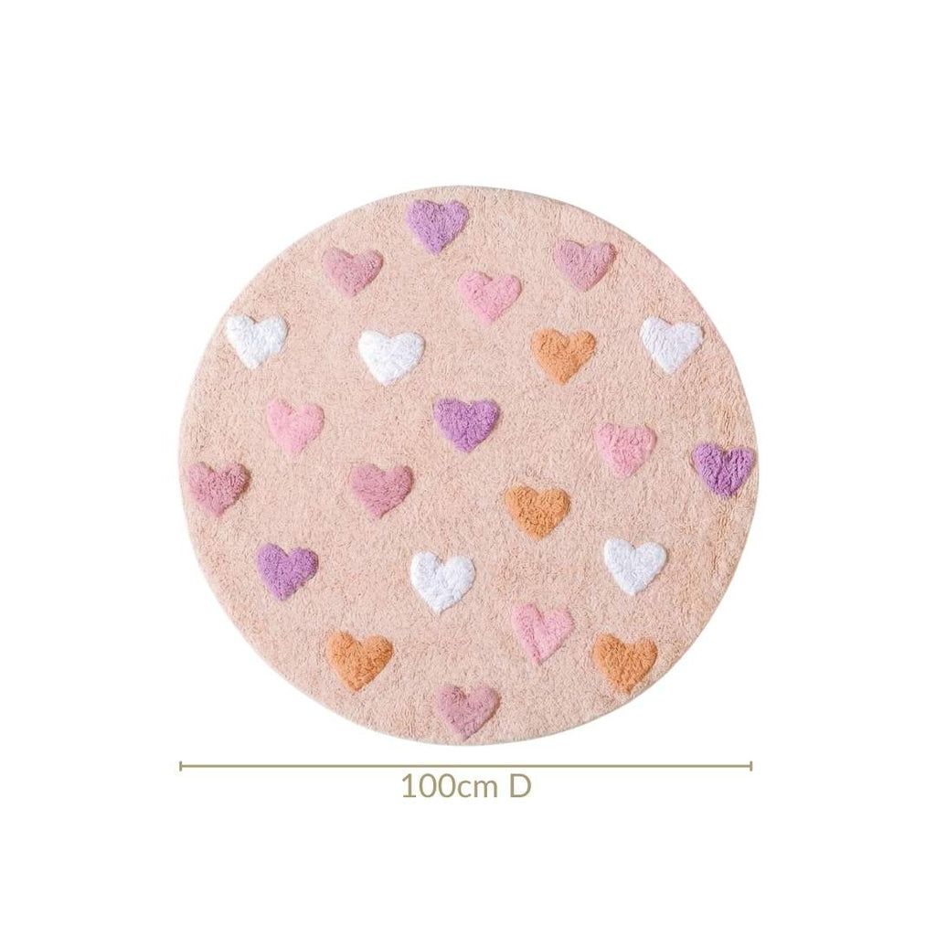 All Hearts Soft Girl Round Rug 100cm