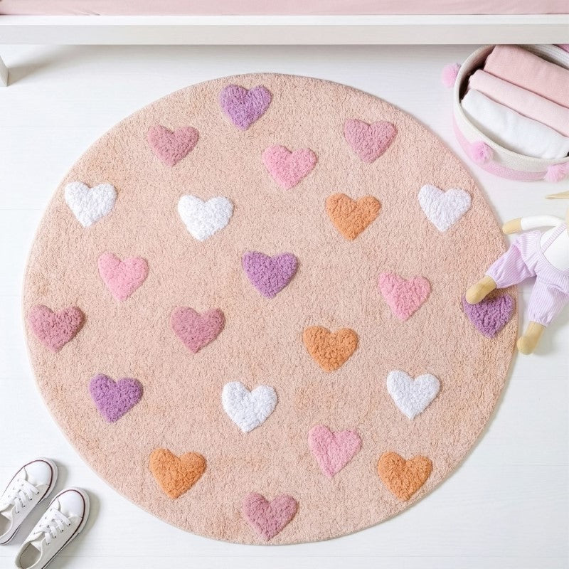 All Hearts Soft Girl Round Rug 100cm