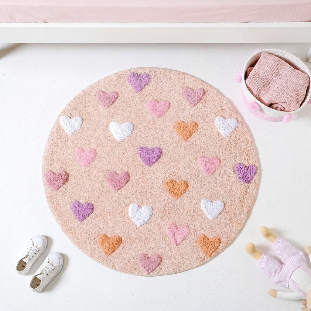 All Hearts Soft Girl Round Rug 100cm