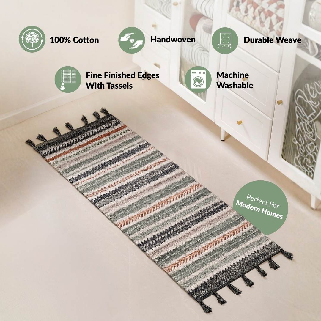 Boho Tassel Cotton Runner Mat 130x50cm