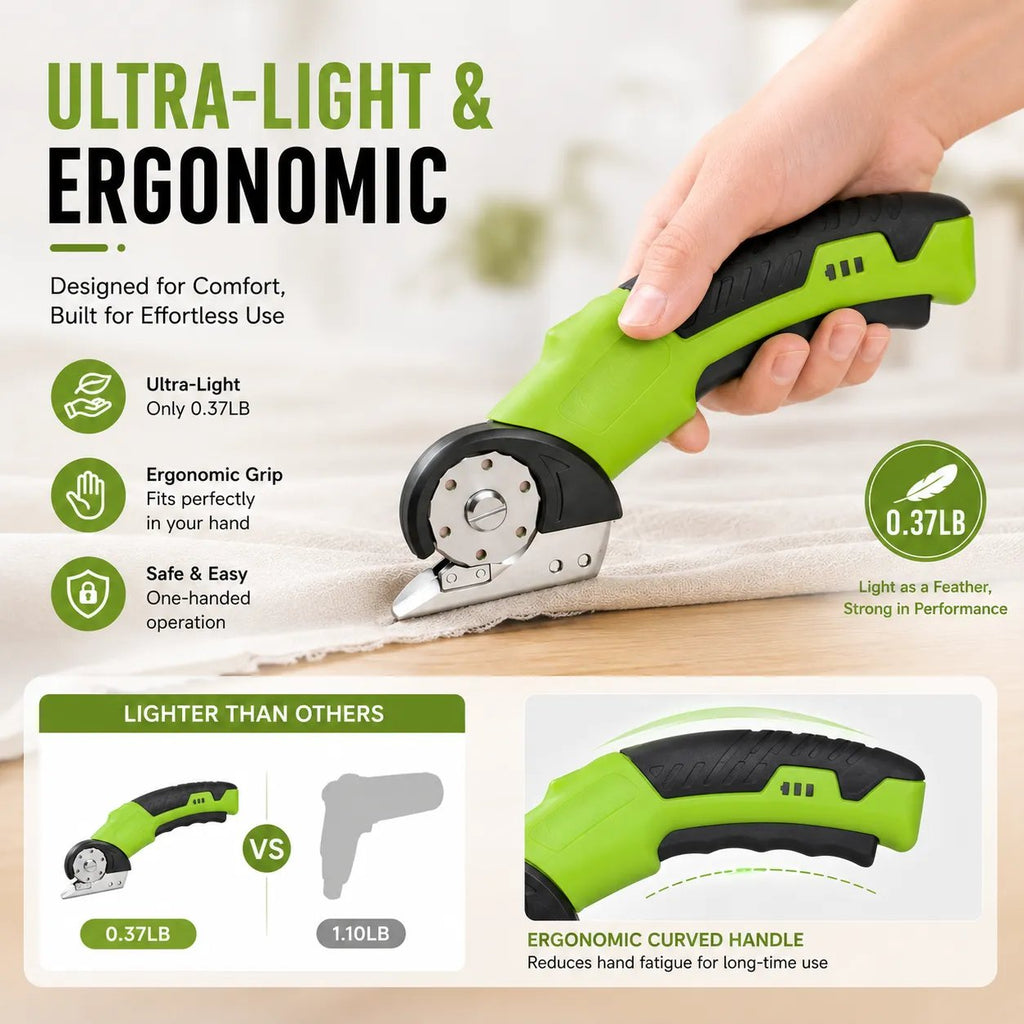🎉 Cordless Electric Scissors 3.7V – Rechargeable Heavy Duty Cutter with Safety Lock