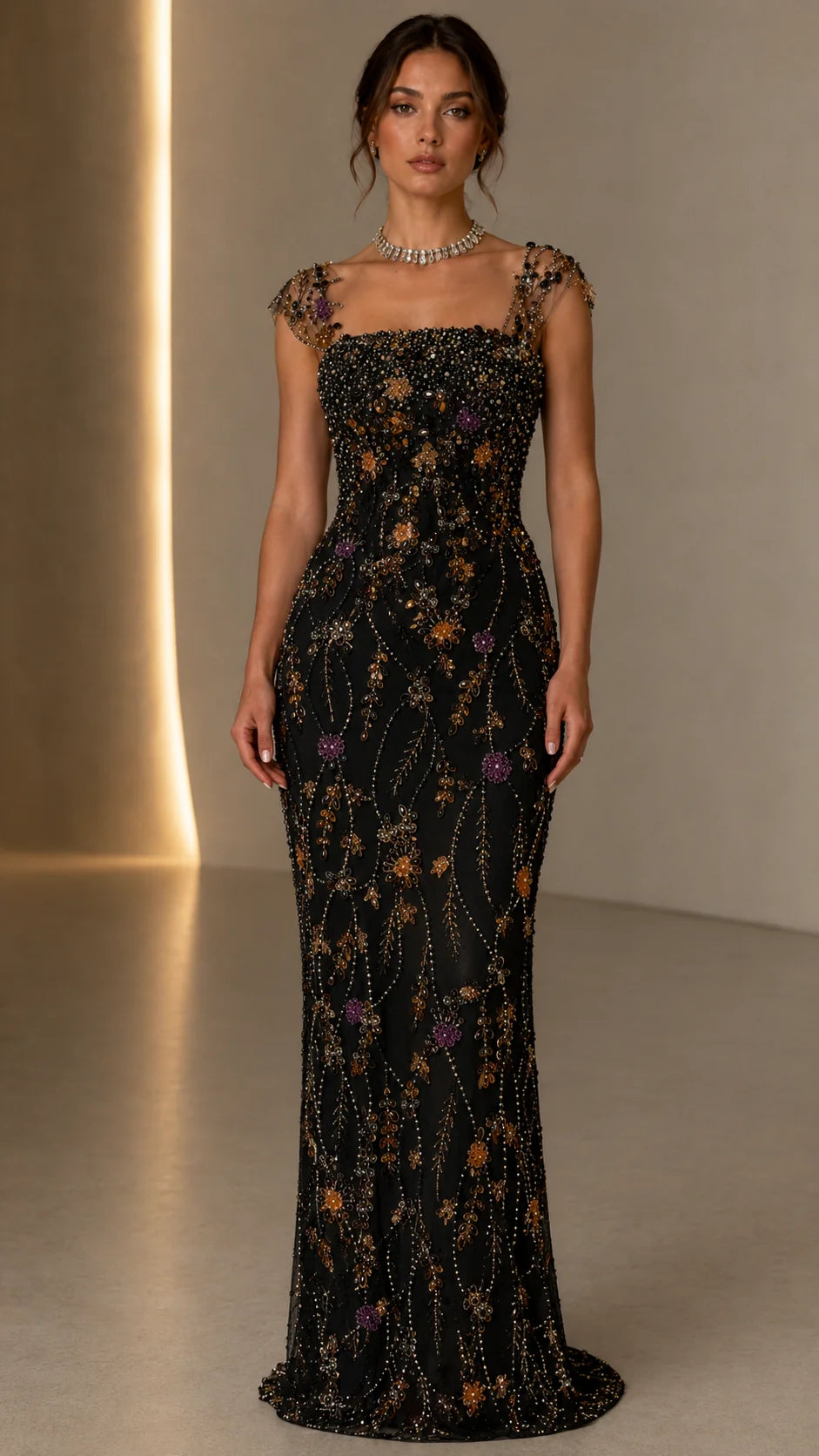 Celestia Beaded Evening Gown