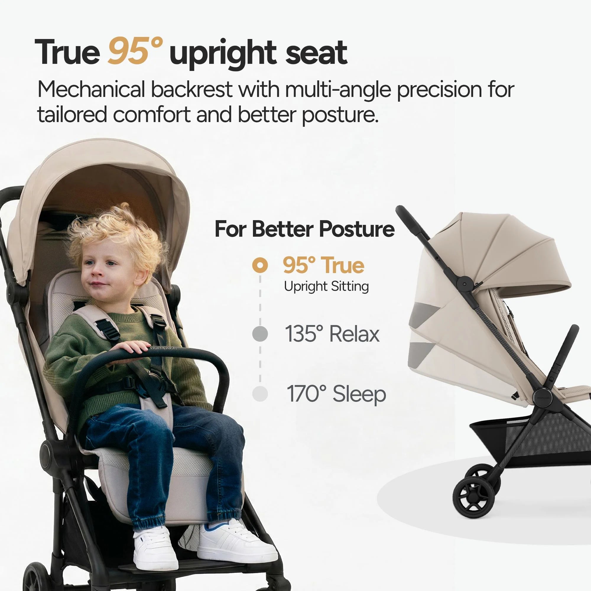 Compact Foldable Travel Baby Stroller Lightweight Portable Infant Pushchair with Adjustable Seat