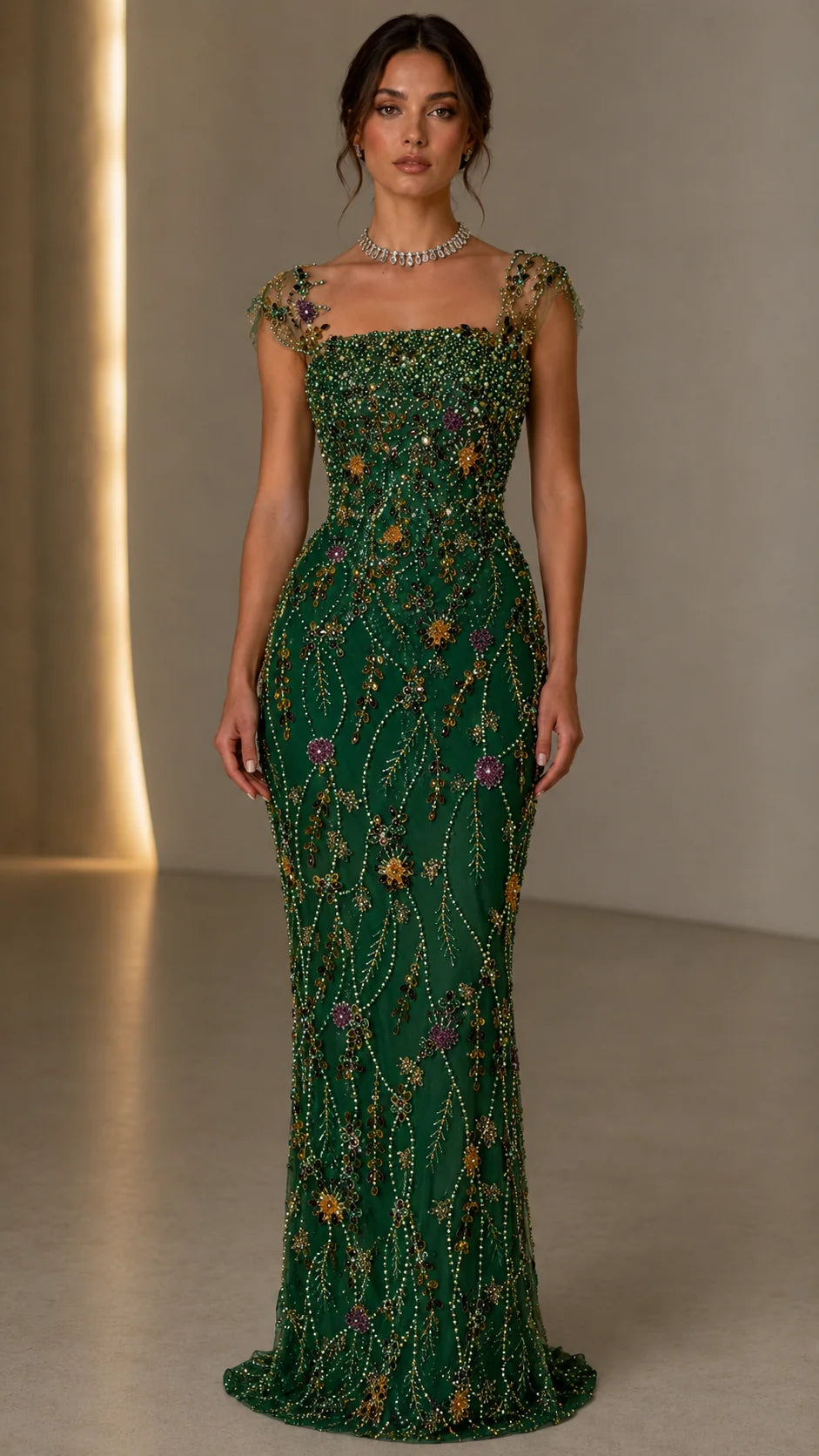 Celestia Beaded Evening Gown