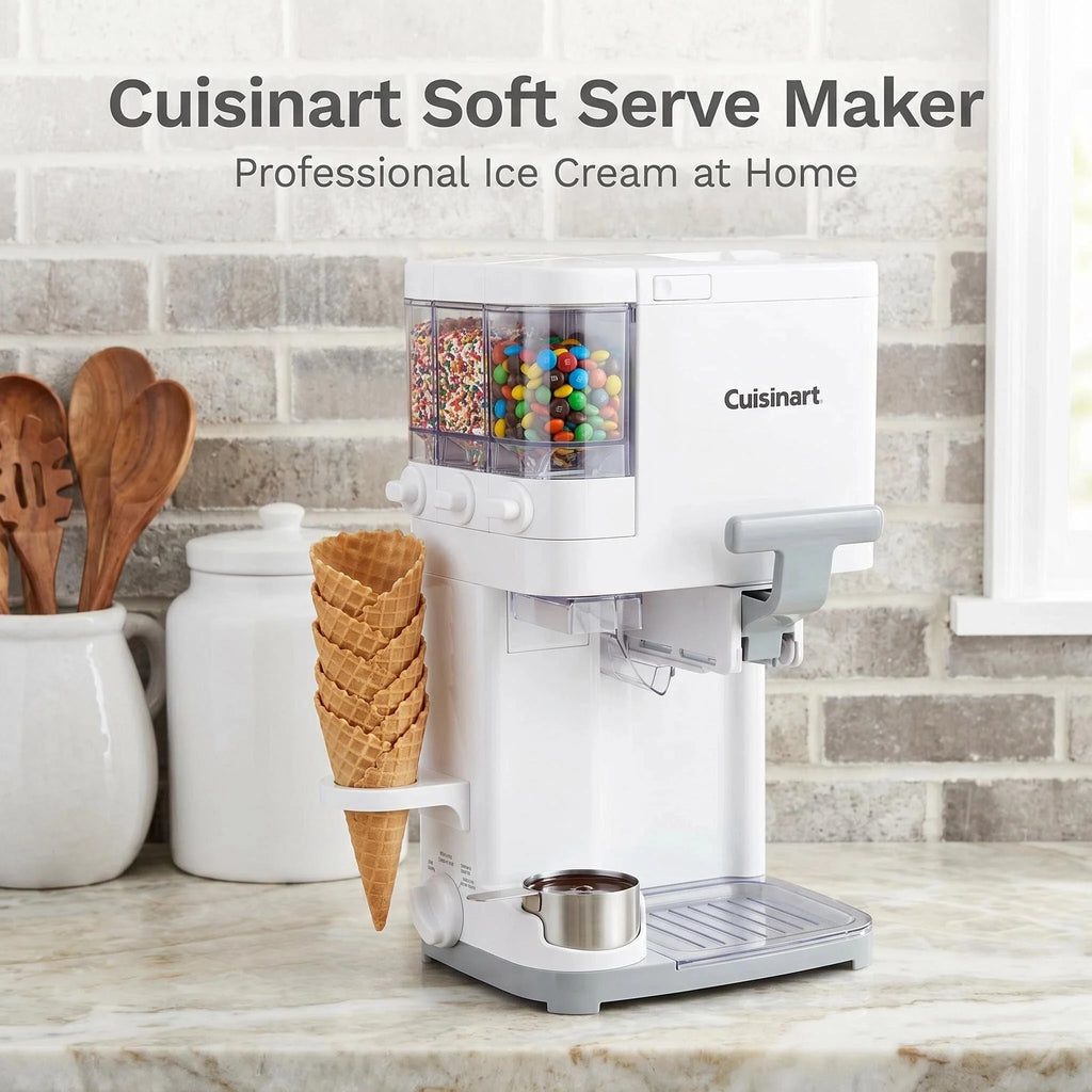 Countertop Soft Serve Ice Cream Machine Built-in Topping Storage Home Ice Cream Maker