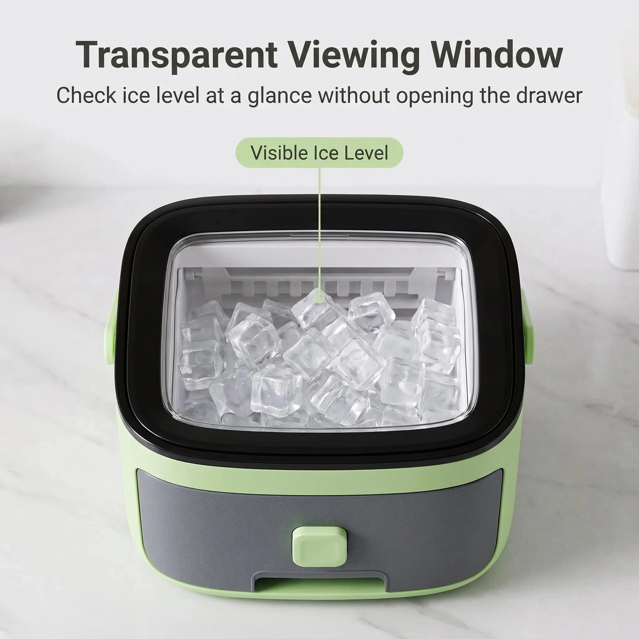 Ice Storage Container with Built-In Scoop Drawer Design Visible Window BPA Free Freezer Ice Cube Organizer Box