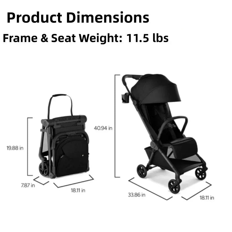 Compact Foldable Travel Baby Stroller Lightweight Portable Infant Pushchair with Adjustable Seat