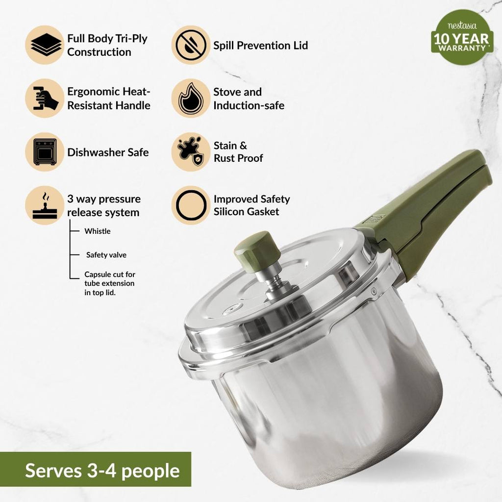 Zesta Induction Safe Triply SS Pressure Cooker 3 Litre With Spill Control Lid