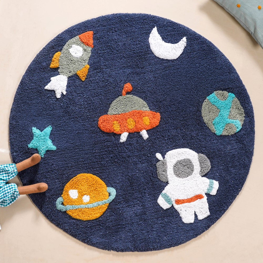 Little Astronaut Tufted Kids Space Rug 100cm