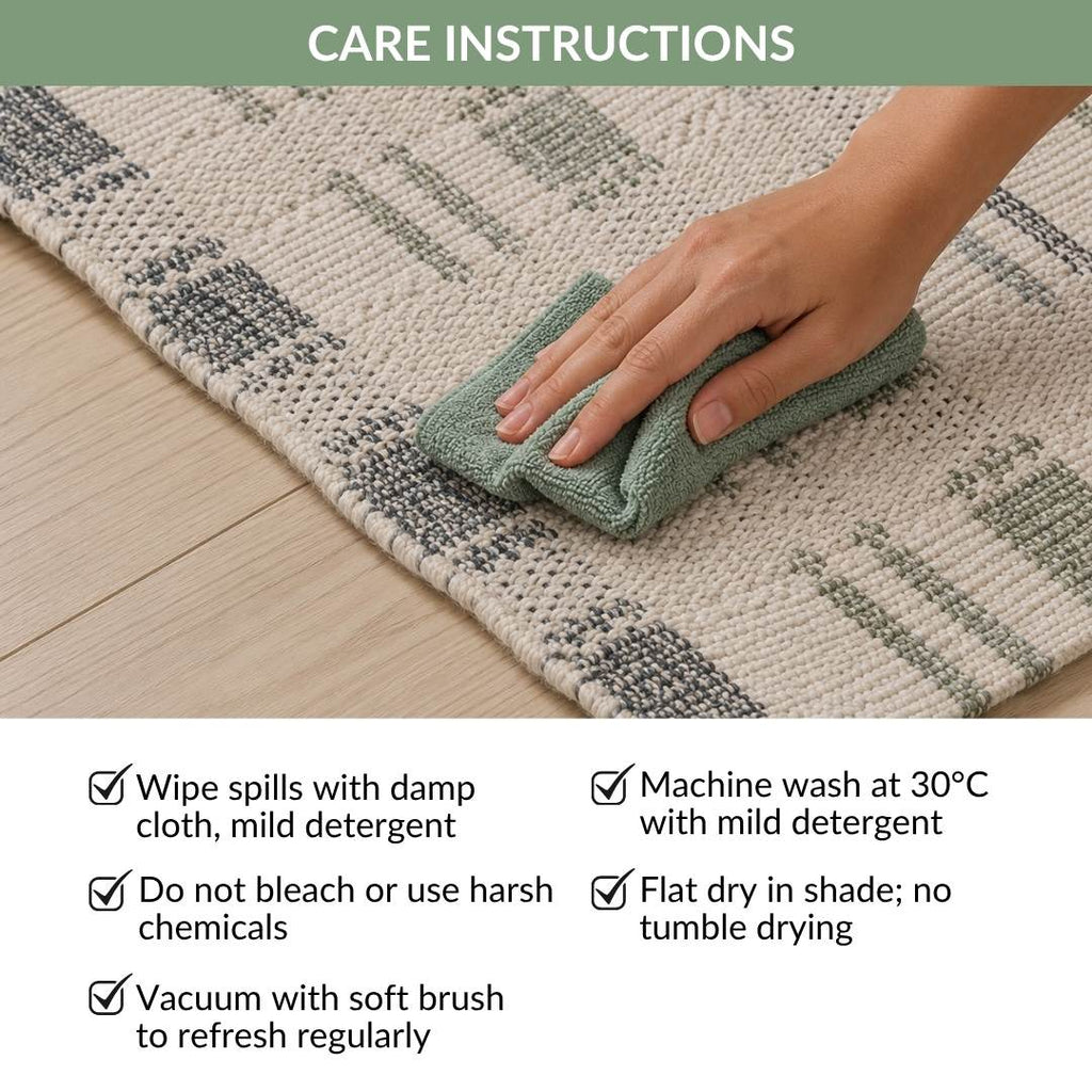 Sage Stitch Bedside Floor Runner 130x50cm